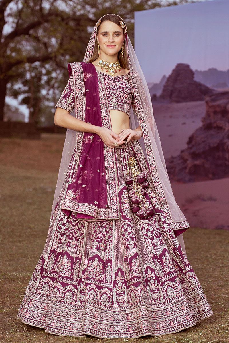 Creative Purple Designer Bridal Lehenga Choli for Wedding and Reception