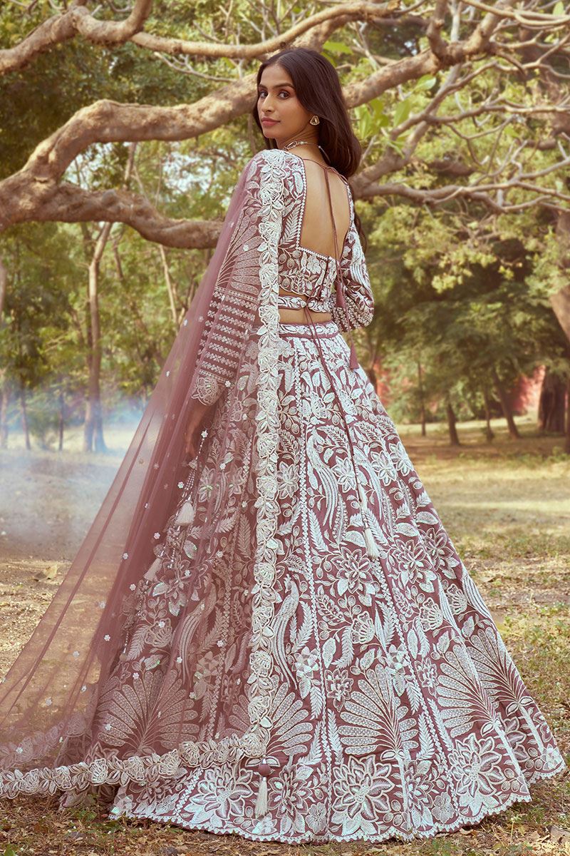 Aesthetic Rose Gold Designer Wedding Lehenga Choli for Wedding and Reception