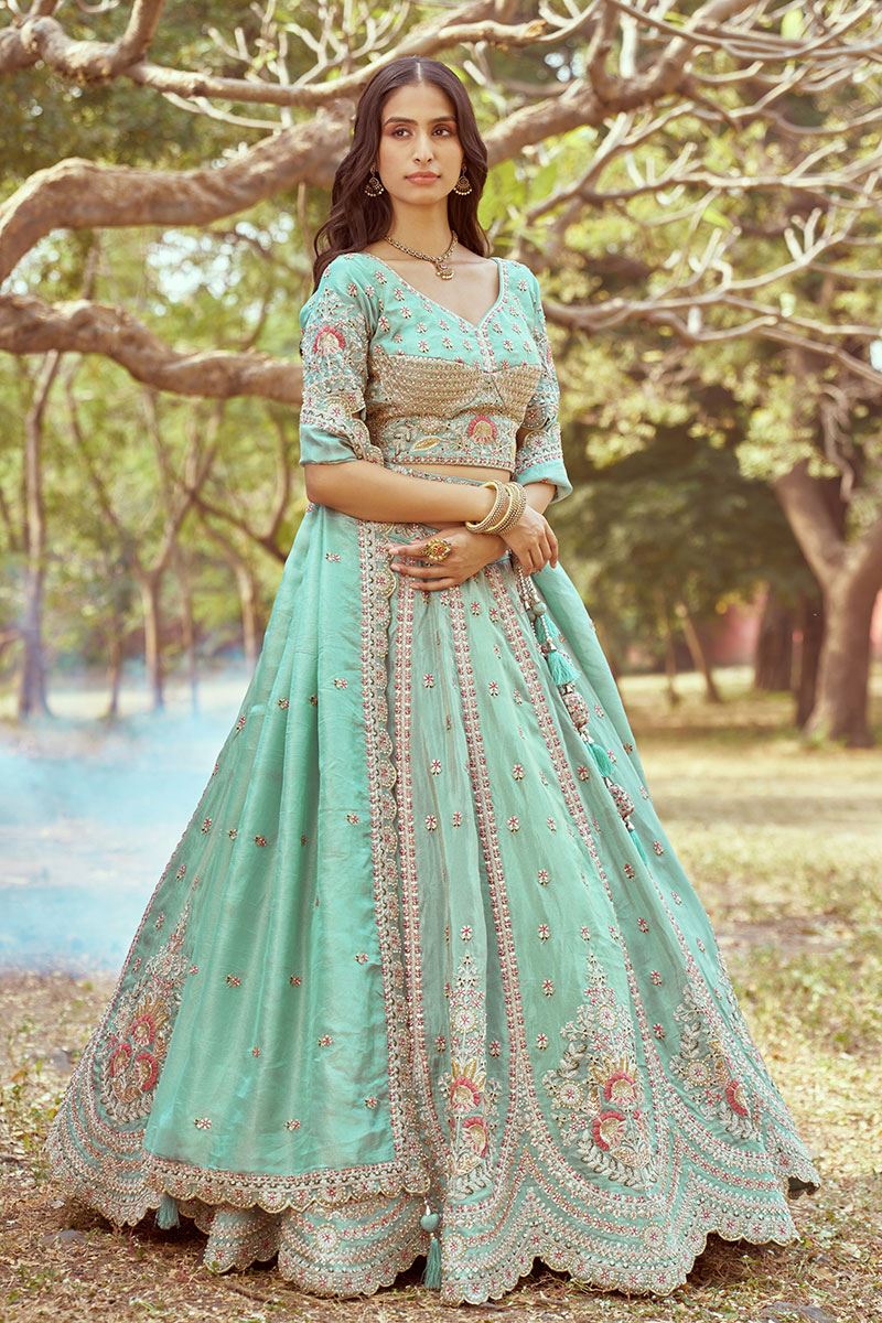 Lovely Sea Green Designer Bridal Lehenga Choli for Engagement, Wedding, and Reception