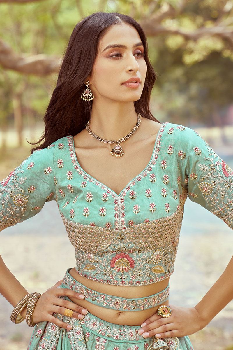 Lovely Sea Green Designer Bridal Lehenga Choli for Engagement, Wedding, and Reception