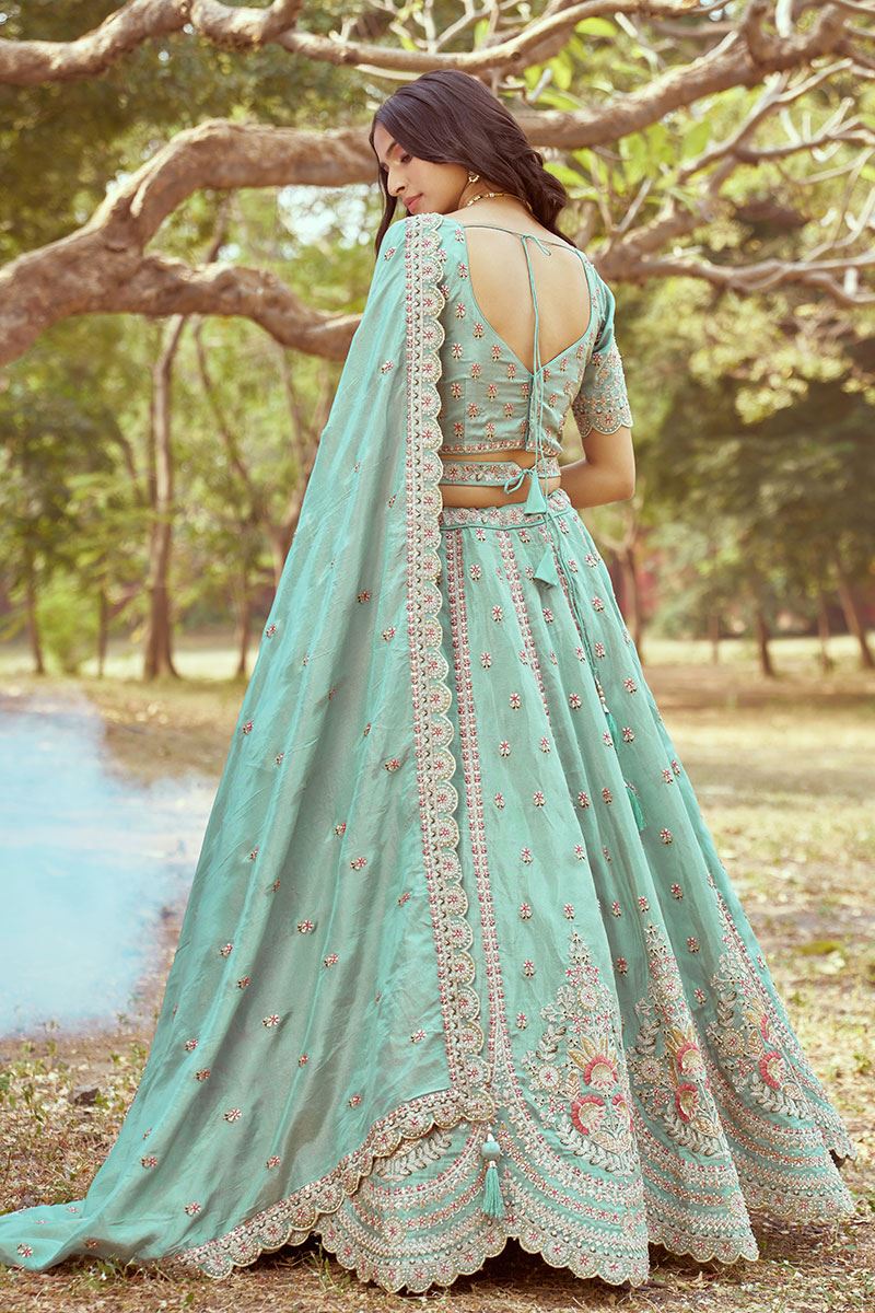 Lovely Sea Green Designer Bridal Lehenga Choli for Engagement, Wedding, and Reception
