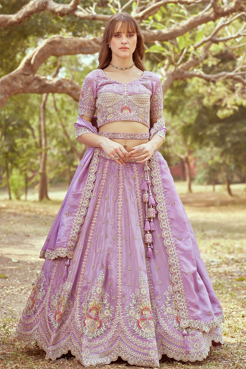 Charming Lavender Designer Bridal Lehenga Choli for Engagement, Wedding, and Reception