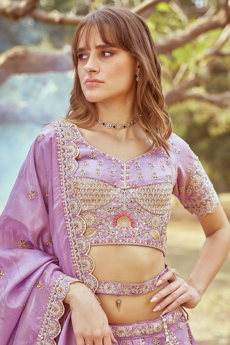Charming Lavender Designer Bridal Lehenga Choli for Engagement, Wedding, and Reception