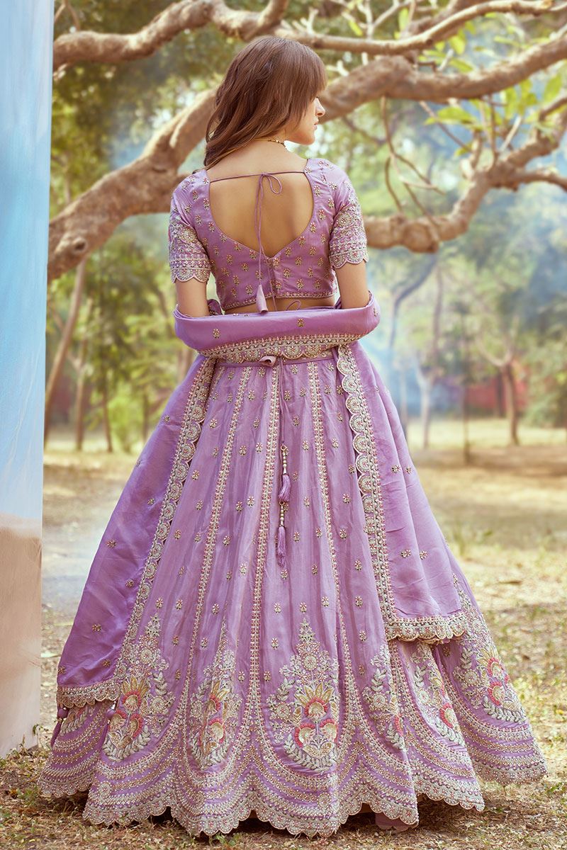 Charming Lavender Designer Bridal Lehenga Choli for Engagement, Wedding, and Reception