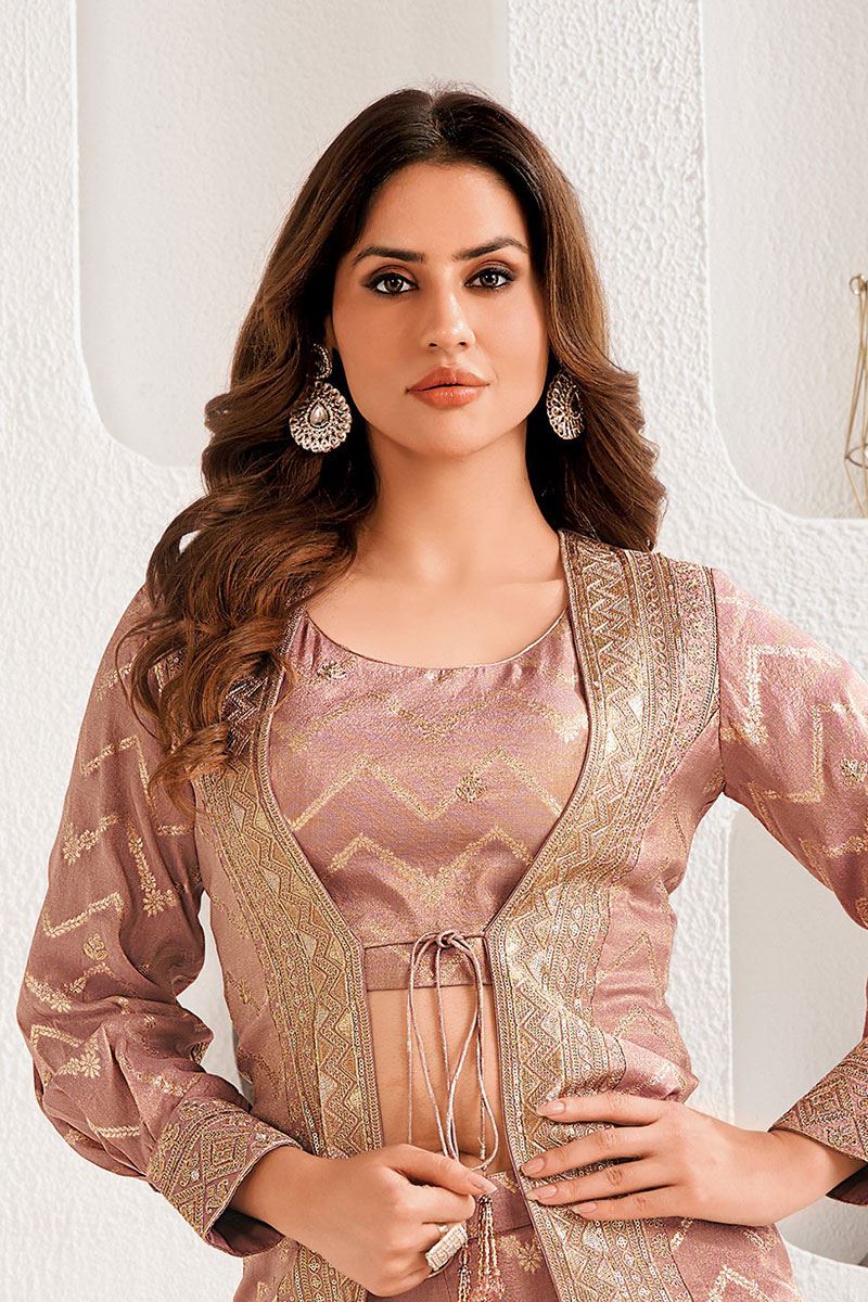 Surreal Light Mauve Designer Palazzo Suit for Reception, Party, and Festivals