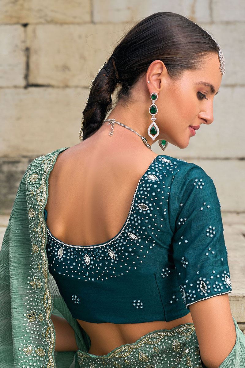 Charismatic Pure Crush Tissue Saree for Mehendi and Party