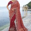 Gorgeous Blend of Pure Bandhej Silk and Dola Silk Saree for Wedding and Reception