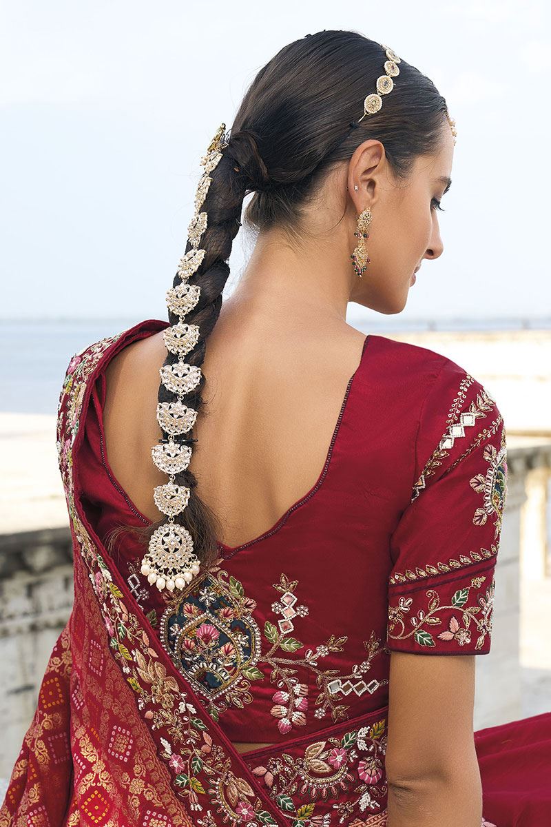 Gorgeous Blend of Pure Bandhej Silk and Dola Silk Saree for Wedding and Reception