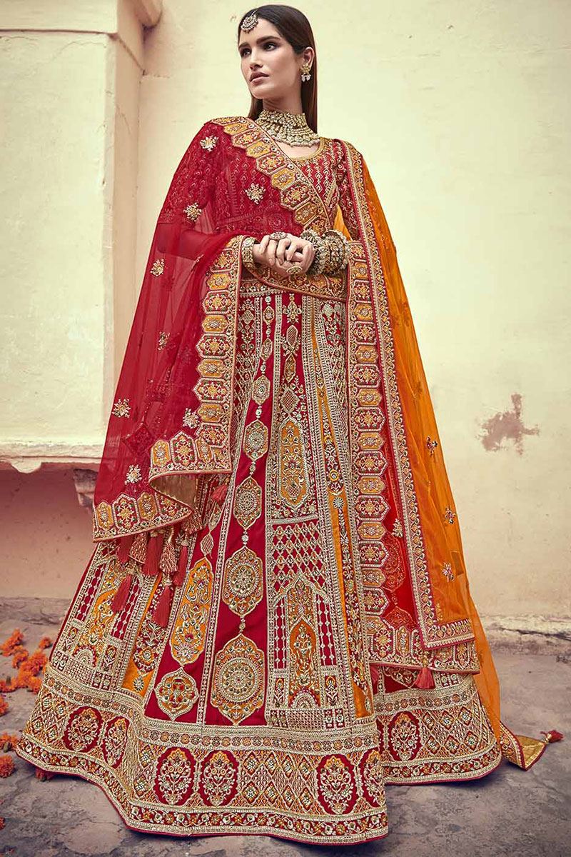 BreathtakingRed Designer Bridal Lehenga Choli for Wedding and Reception