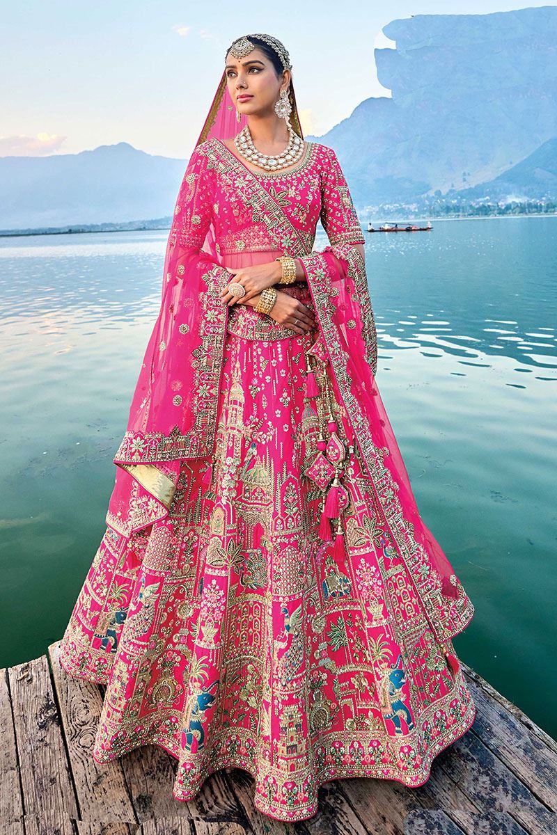 CaptivatingPink Designer Bridal Lehenga Choli for Wedding and Reception
