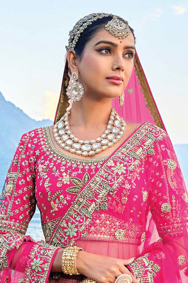 CaptivatingPink Designer Bridal Lehenga Choli for Wedding and Reception