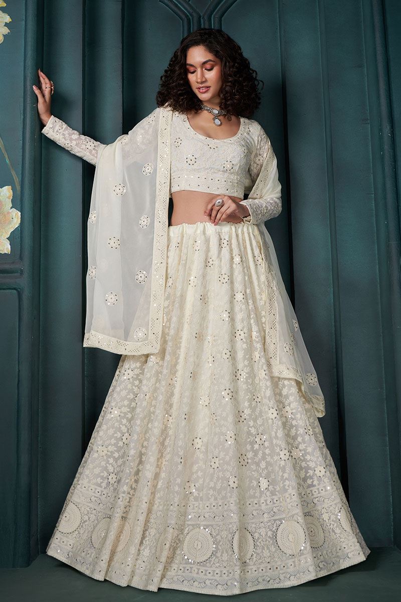 Exquisite Off-White Designer Lehenga Choli for Engagement and Reception