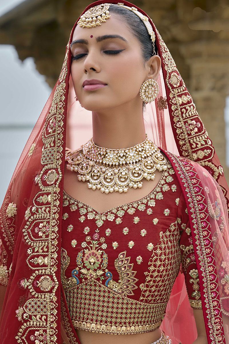 CharismaticRed Designer Bridal Lehenga Choli for Wedding and Reception