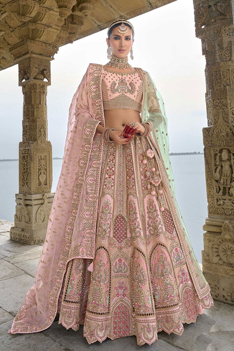 SmashingLight Pink Designer Bridal Lehenga Choli for Wedding and Reception