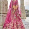 SpectacularRani Pink Designer Bridal Lehenga Choli for Wedding and Reception