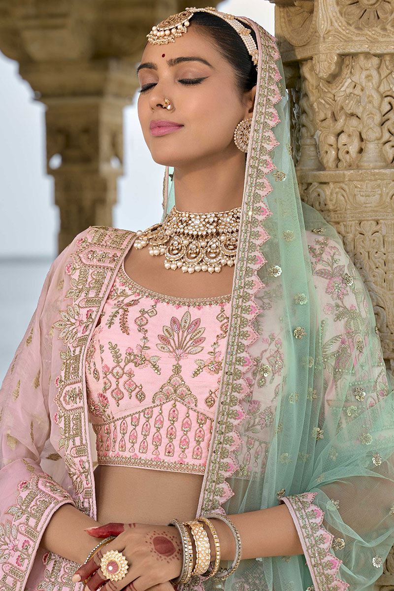 CreativeBaby Pink Designer Bridal Lehenga Choli for Wedding and Reception