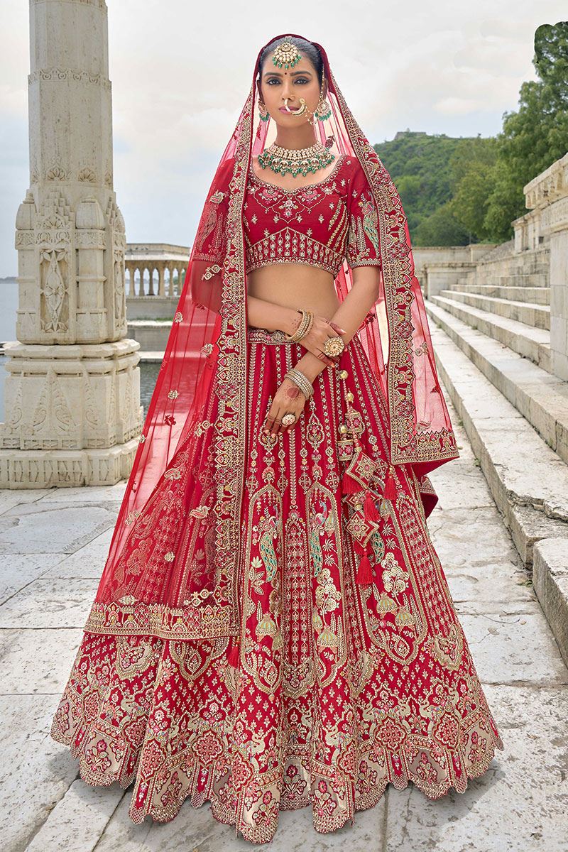 BollywoodRed Designer Bridal Lehenga Choli for Wedding and Reception