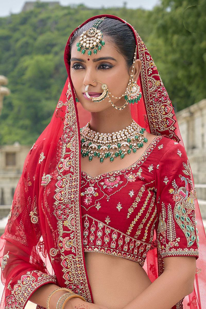 BollywoodRed Designer Bridal Lehenga Choli for Wedding and Reception