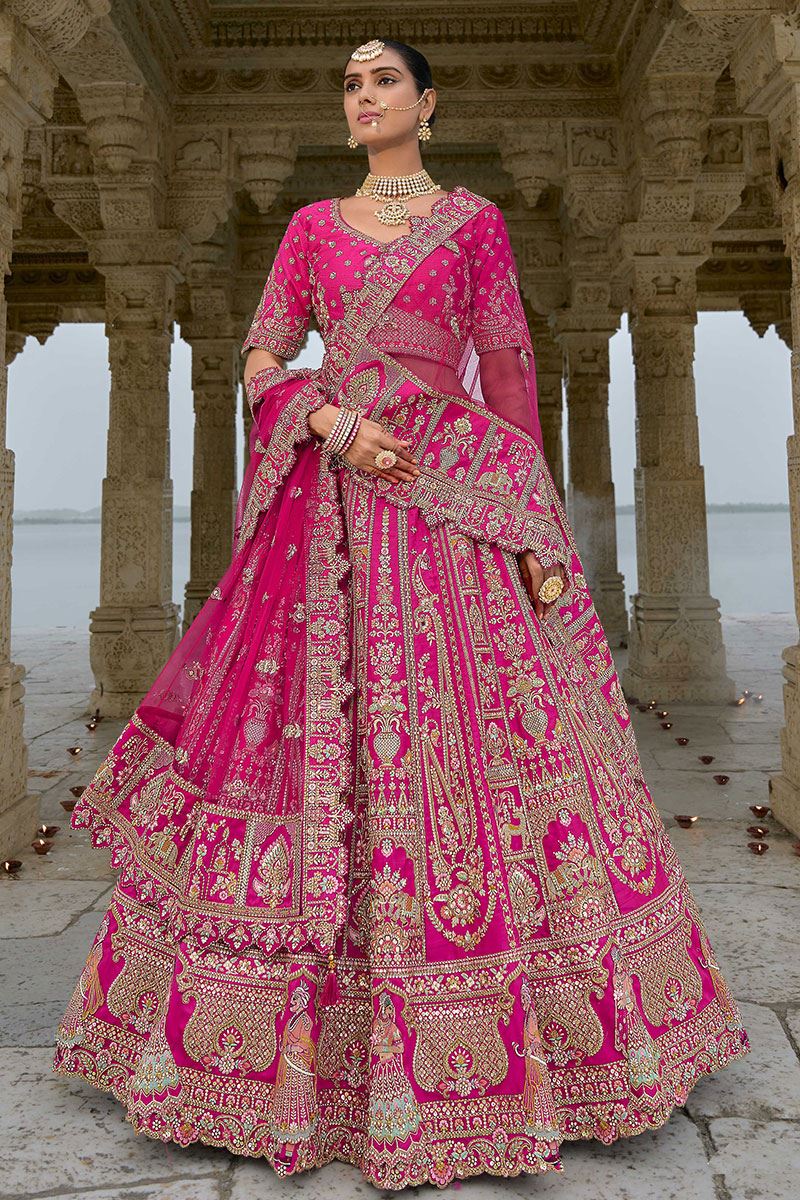 FlawlessRani Pink Designer Bridal Lehenga Choli for Wedding and Reception