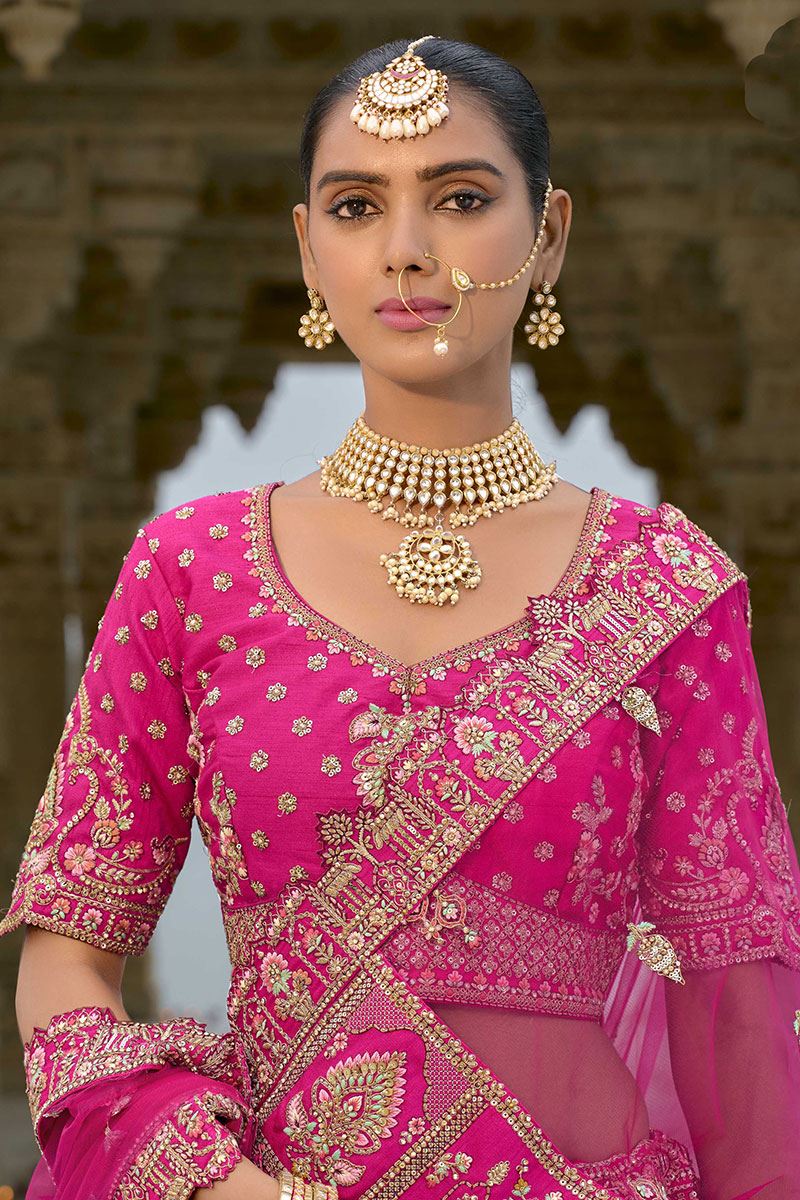 FlawlessRani Pink Designer Bridal Lehenga Choli for Wedding and Reception