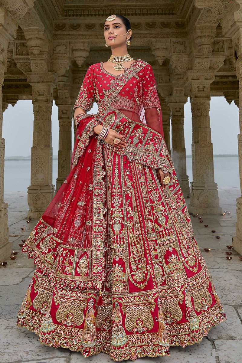 DivineRed Designer Bridal Lehenga Choli for Wedding and Reception