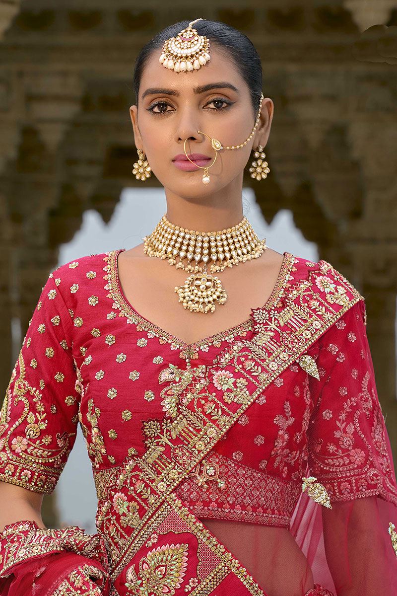 DivineRed Designer Bridal Lehenga Choli for Wedding and Reception