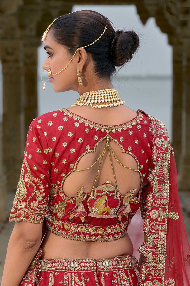 DivineRed Designer Bridal Lehenga Choli for Wedding and Reception