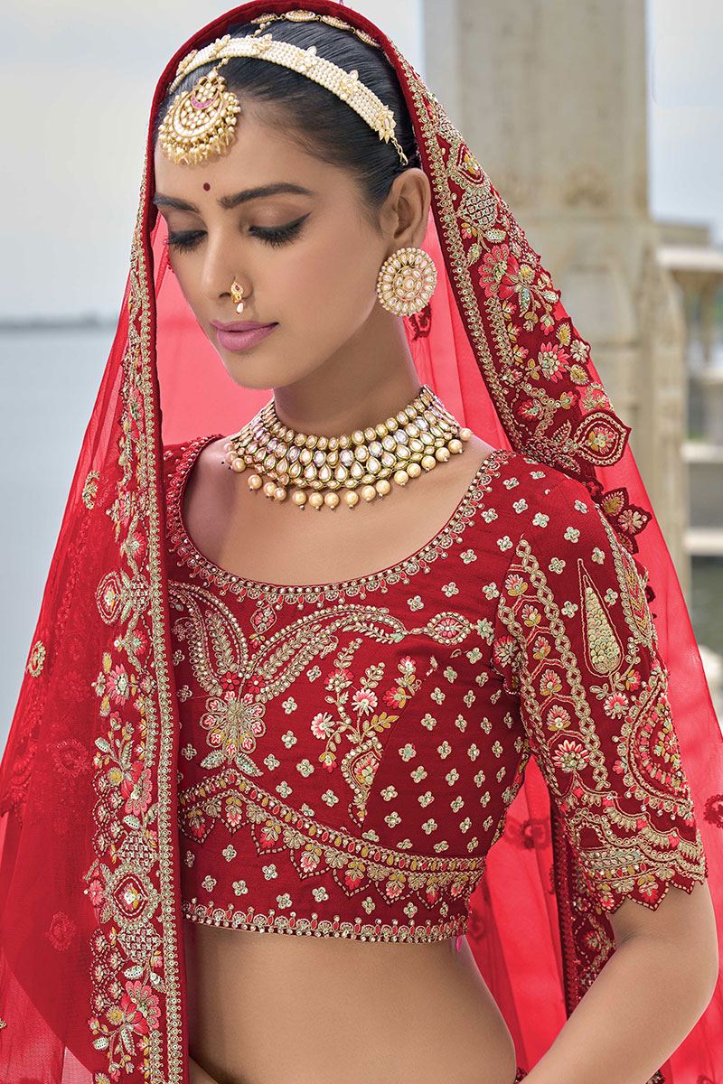 GorgeousRed Designer Bridal Lehenga Choli for Wedding and Reception