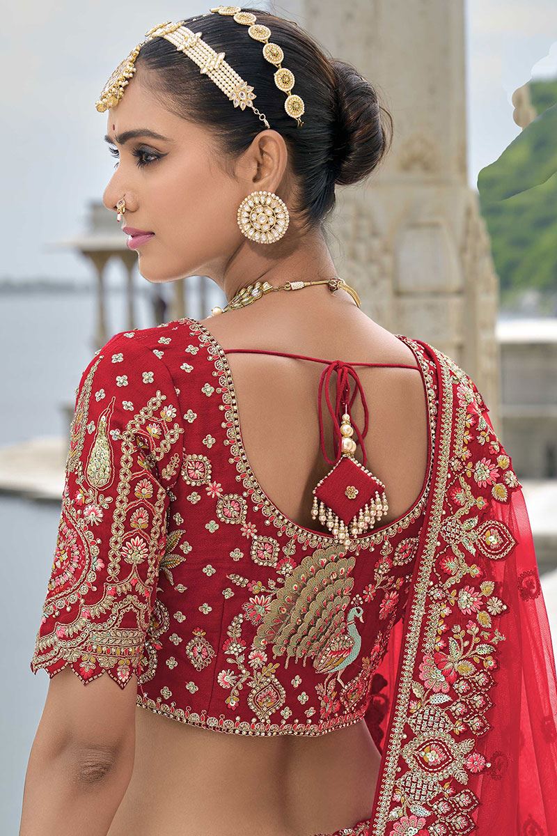 GorgeousRed Designer Bridal Lehenga Choli for Wedding and Reception