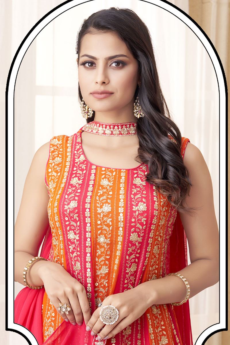 HeavenlyRed Designer Gharara Suit for Wedding, Reception, Party and Festivals