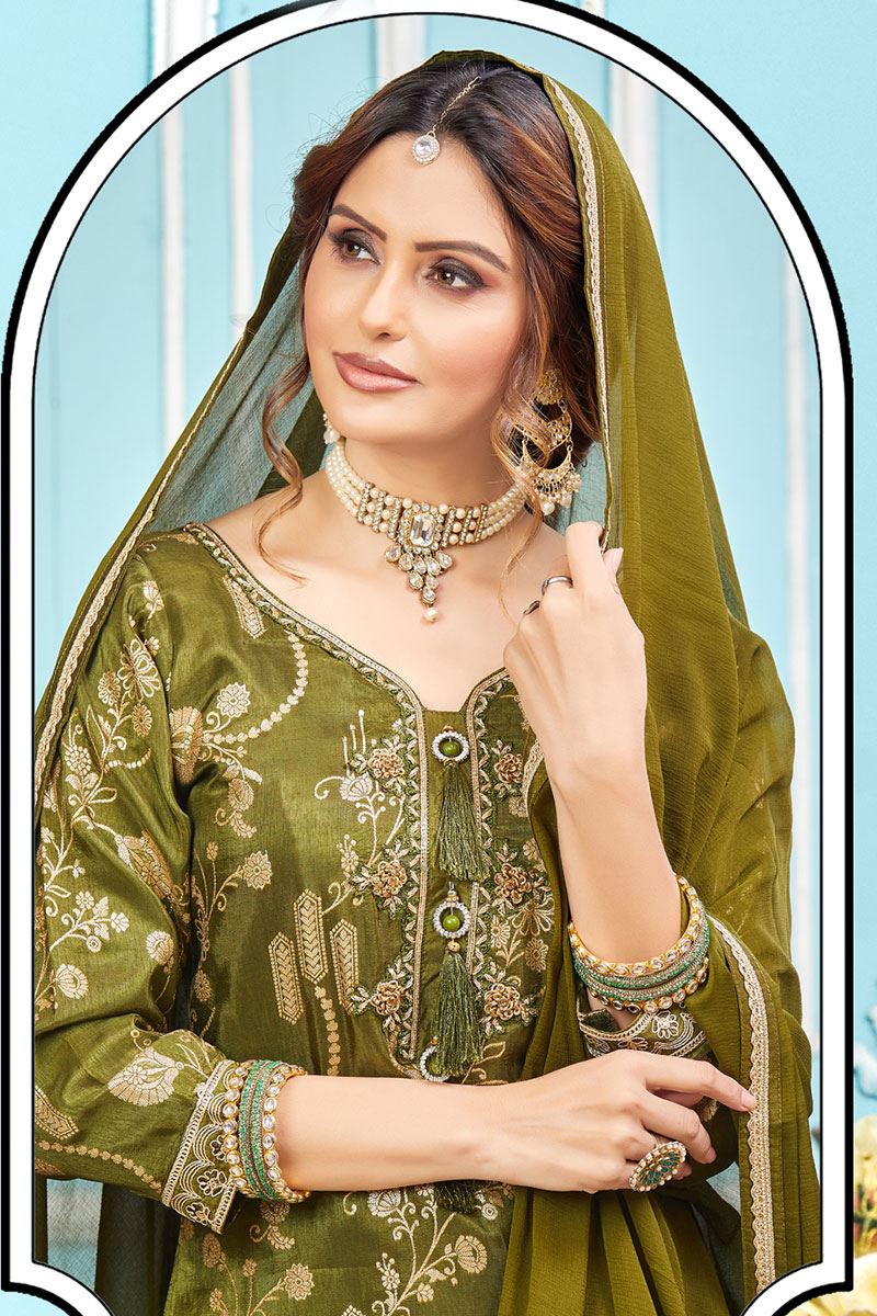 CharismaticDark Green Designer Palazzo Suit for Mehendi, Party and Festivals