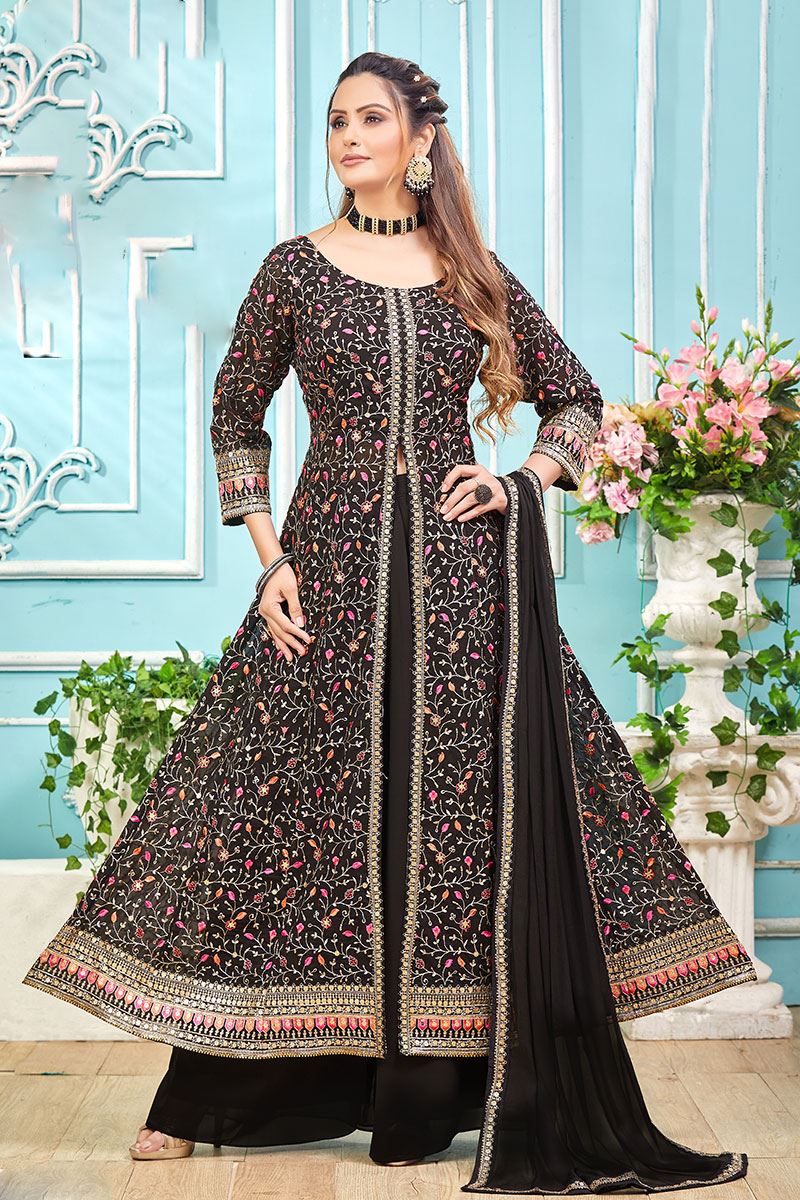SmashingBlack Designer Palazzo Suit for Party