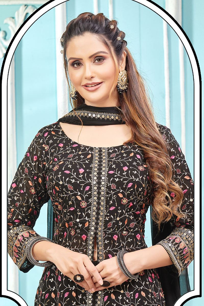 SmashingBlack Designer Palazzo Suit for Party