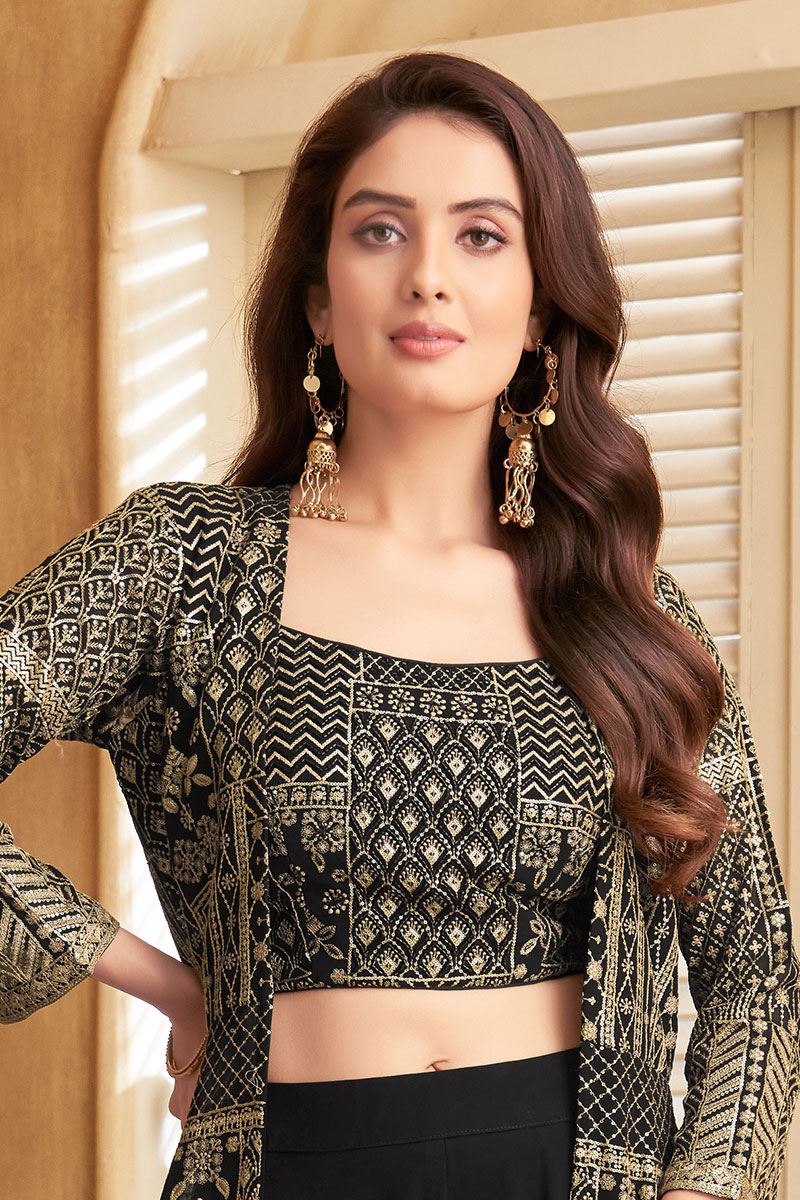 Astounding Black Designer Palazzo Suit for Party