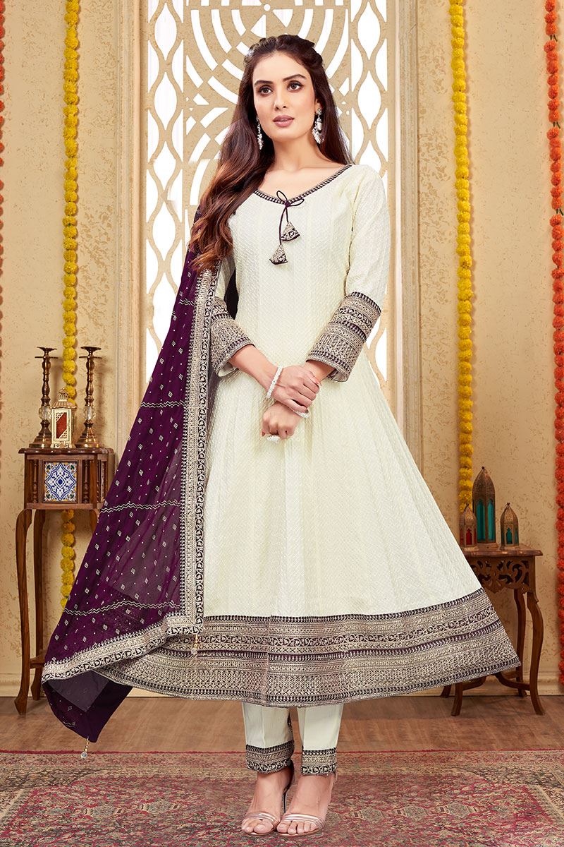TrendyCream Silk Designer Anarkali Suit for Festivals, and Party