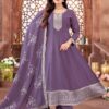 BeautifulLavender Silk Designer Anarkali Suit for Engagement, Sangeet, Festivals, and Party