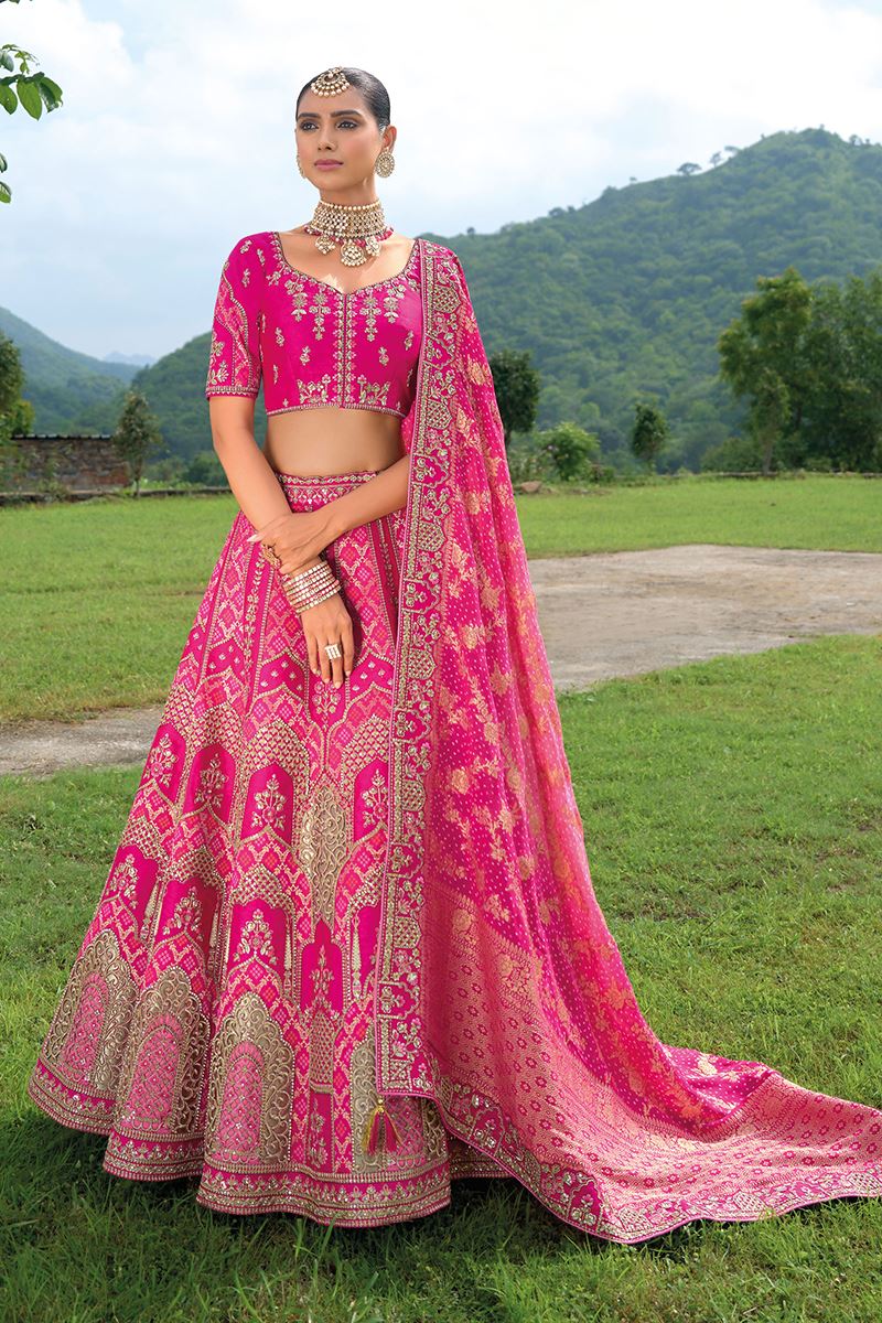 Artistic Pink Designer Wedding Lehenga Choli for Wedding, and Reception