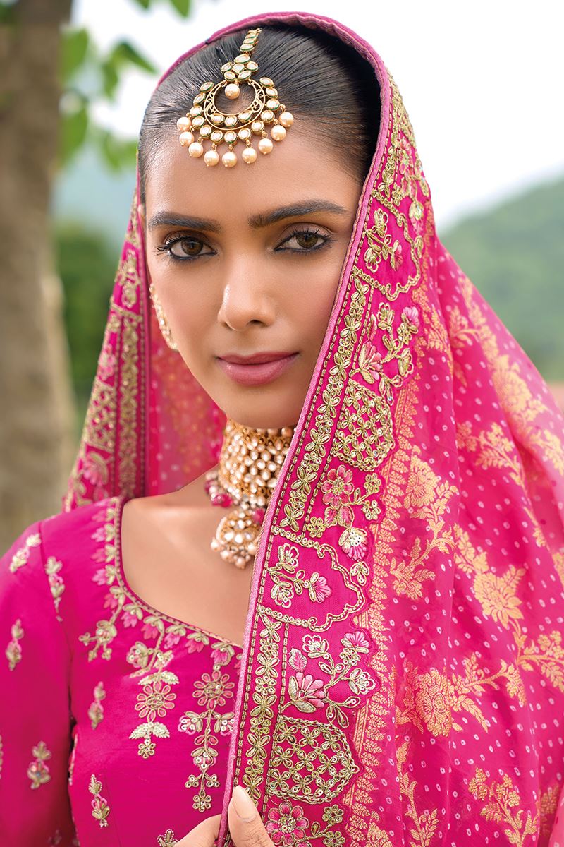 Artistic Pink Designer Wedding Lehenga Choli for Wedding, and Reception