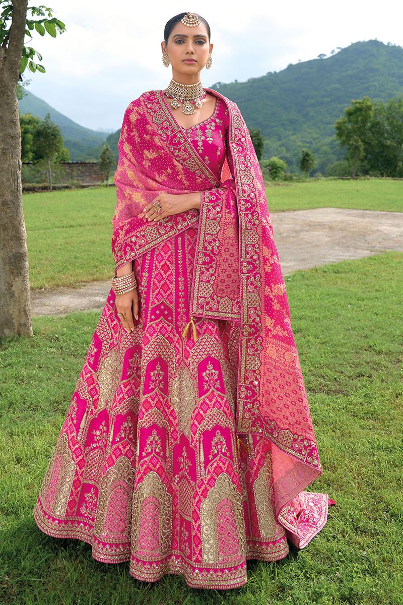 Artistic Pink Designer Wedding Lehenga Choli for Wedding, and Reception