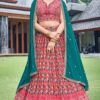 ExuberantRed Designer Indo-Western Lehenga Choli forMehendi, Festivals, and Party