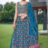 FascinatingSky Blue Designer Indo-Western Lehenga Choli for Engagement, Reception, Festivals, and Party