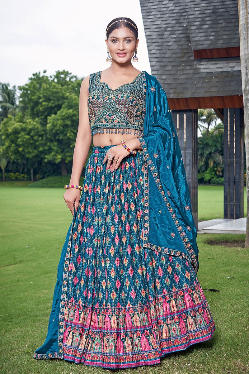 FascinatingSky Blue Designer Indo-Western Lehenga Choli for Engagement, Reception, Festivals, and Party