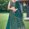 DazzlingBottle Green Designer Indo-Western Lehenga Choli for Mehendi, Reception, Festivals, and Party