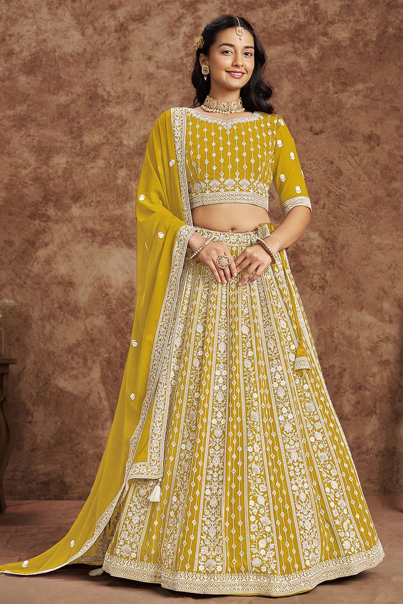 ArtisticYellow Designer Wedding Lehenga Choli for Haldi, Sangeet, and Pre-Wedding shoot