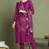 ExquisiteMagenta Designer Straight Cut Suit for Party, Sangeet, and Festivals(Unstitched suit)