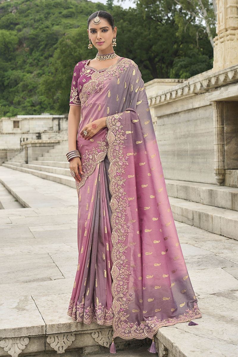 Delightful Viscose Tissue Silk Designer Saree for Engagement, Reception, Party, and Festivals