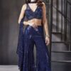 SurrealNavy Blue Georgette Designer Palazzo Suit for Reception, Engagement, and Party