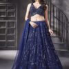 ExquisiteNavy Blue Designer Indo-Western Lehenga Choli for Engagement, Wedding, and Reception