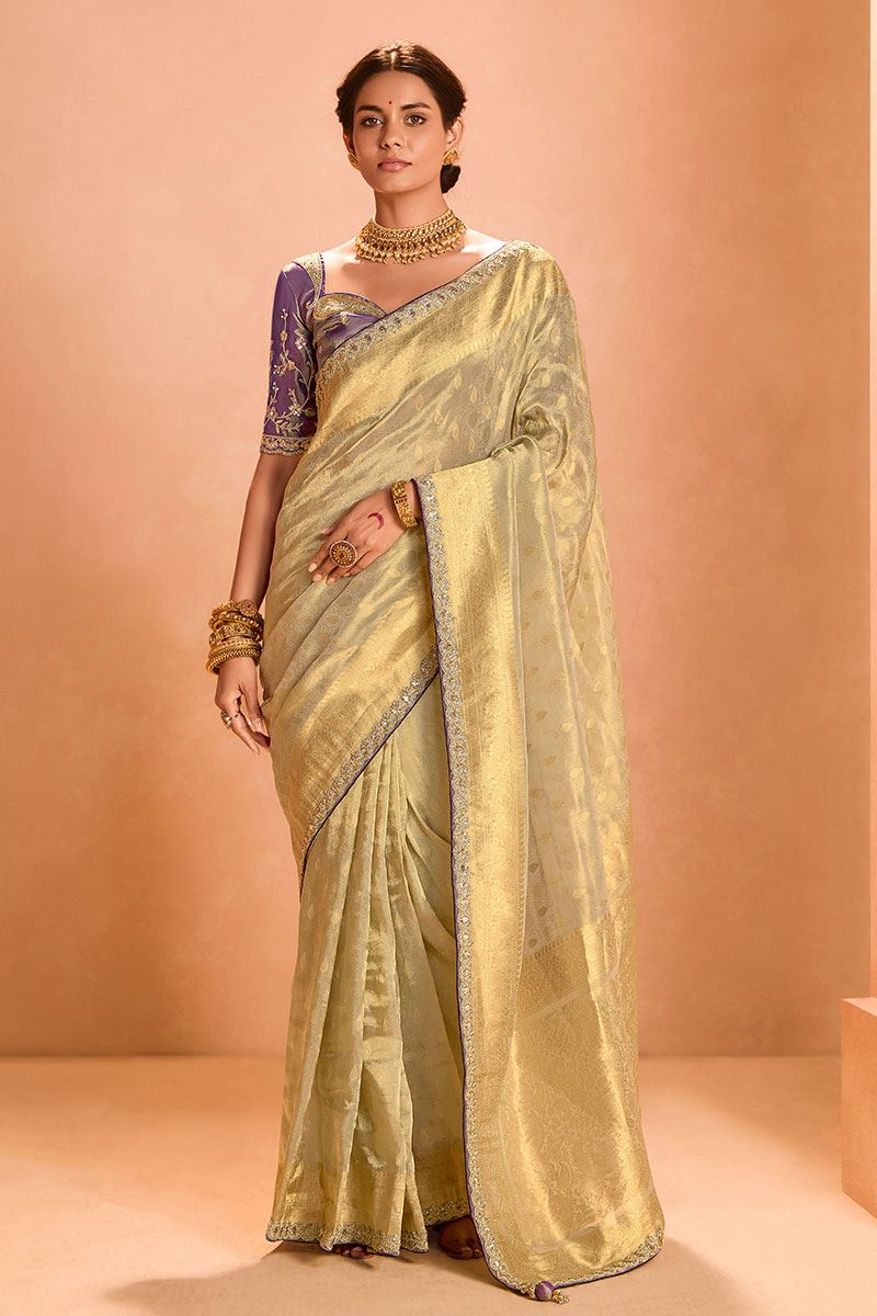 Smashing Tissue Silk Designer Saree for Festivals and Party