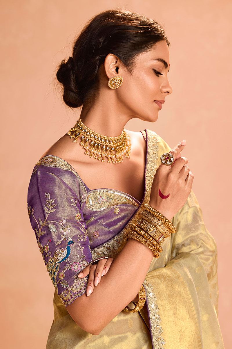 Smashing Tissue Silk Designer Saree for Festivals and Party